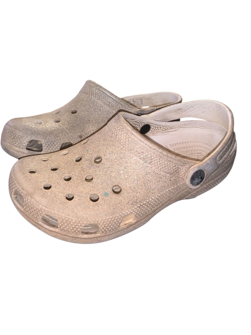 Crocs J2 Child Tan Sparkly Clogs Sandals